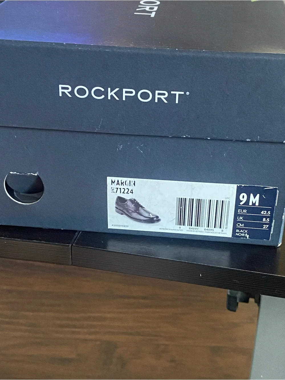 Rockport Black Leather Lace-Up Oxfords with Red Lining